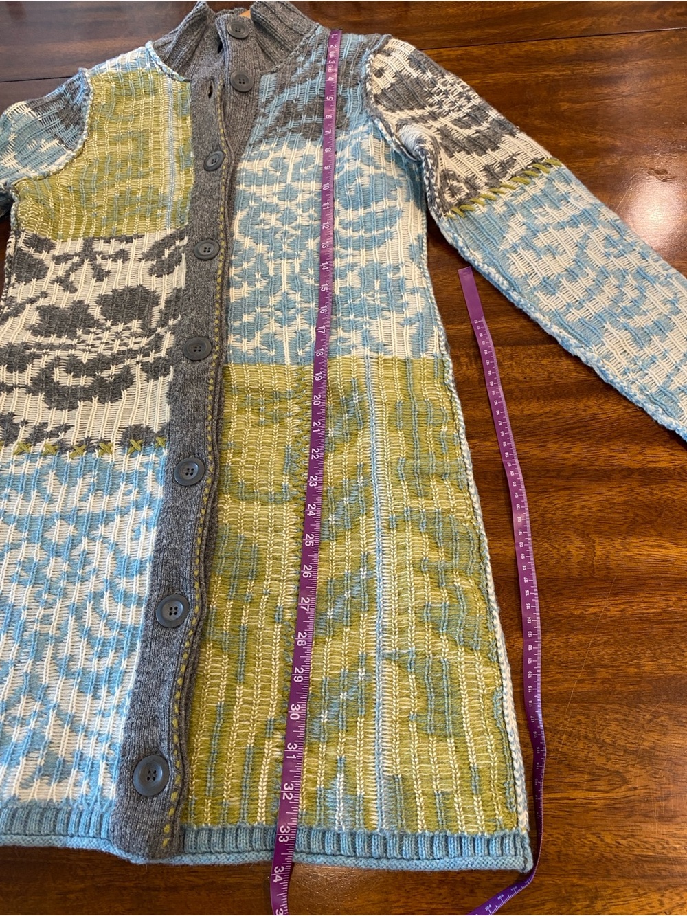 Sundance patchwork lambswool cardigan coat woman’s size XS folk art to wear - Picture 10 of 11